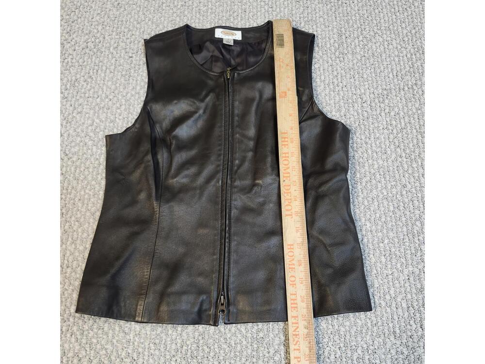 Talbots Black Leather Sleeveless Vest Petite Size 6 - Picture 4 of 8